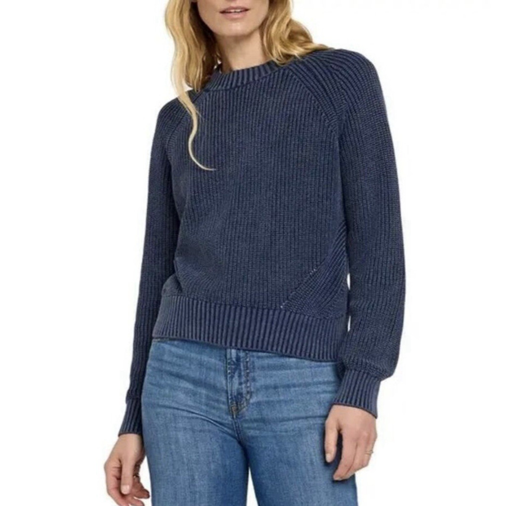 Faherty Sunwashed Fisherman Crew Sweater XS Indigo Blue Preppy Coastal